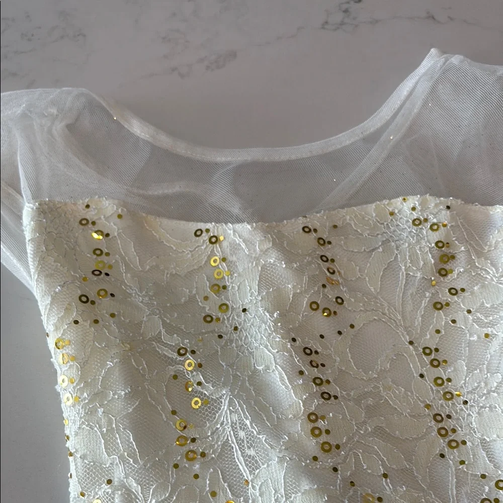 Speechless Gold Embellished Tiered Scoop Neck Dress